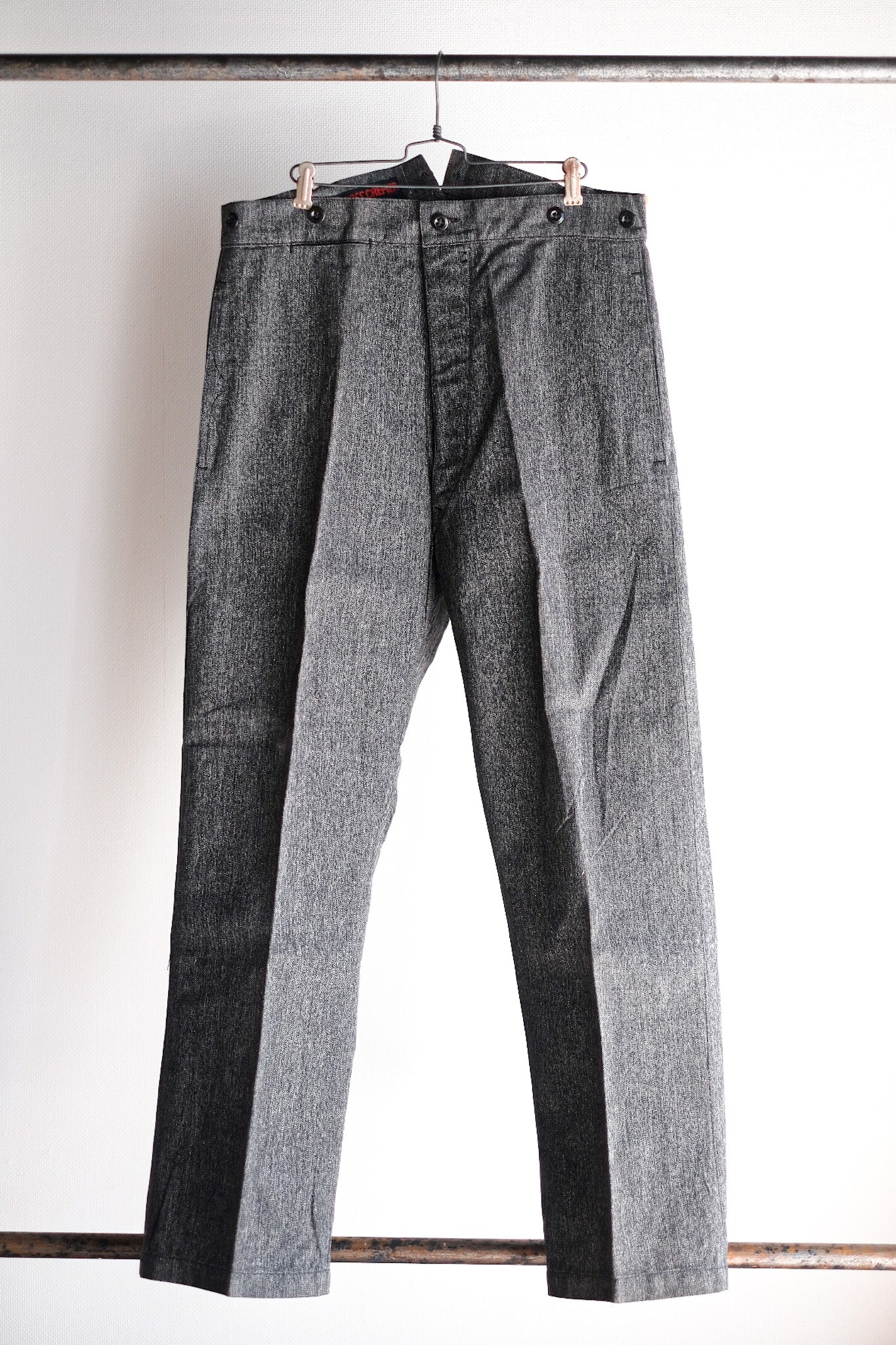 [~ 30's] French Vintage Black CHAMBRAY WORK PANTS "Dead Stock"