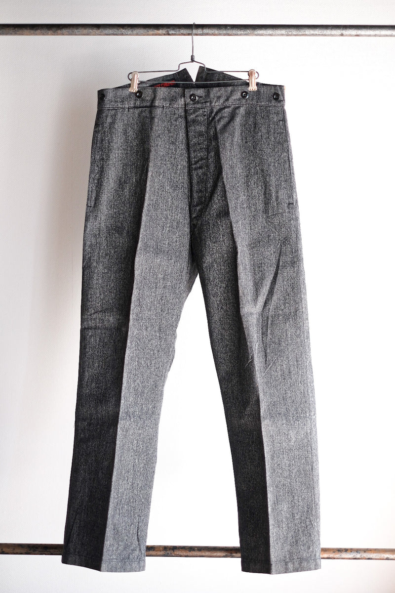 【~30's】French Vintage Black Chambray Work Pants "Dead Stock"