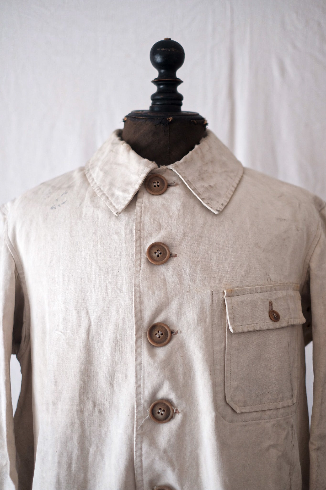 【~40's】French Vintage White Cotton Hunting Jacket