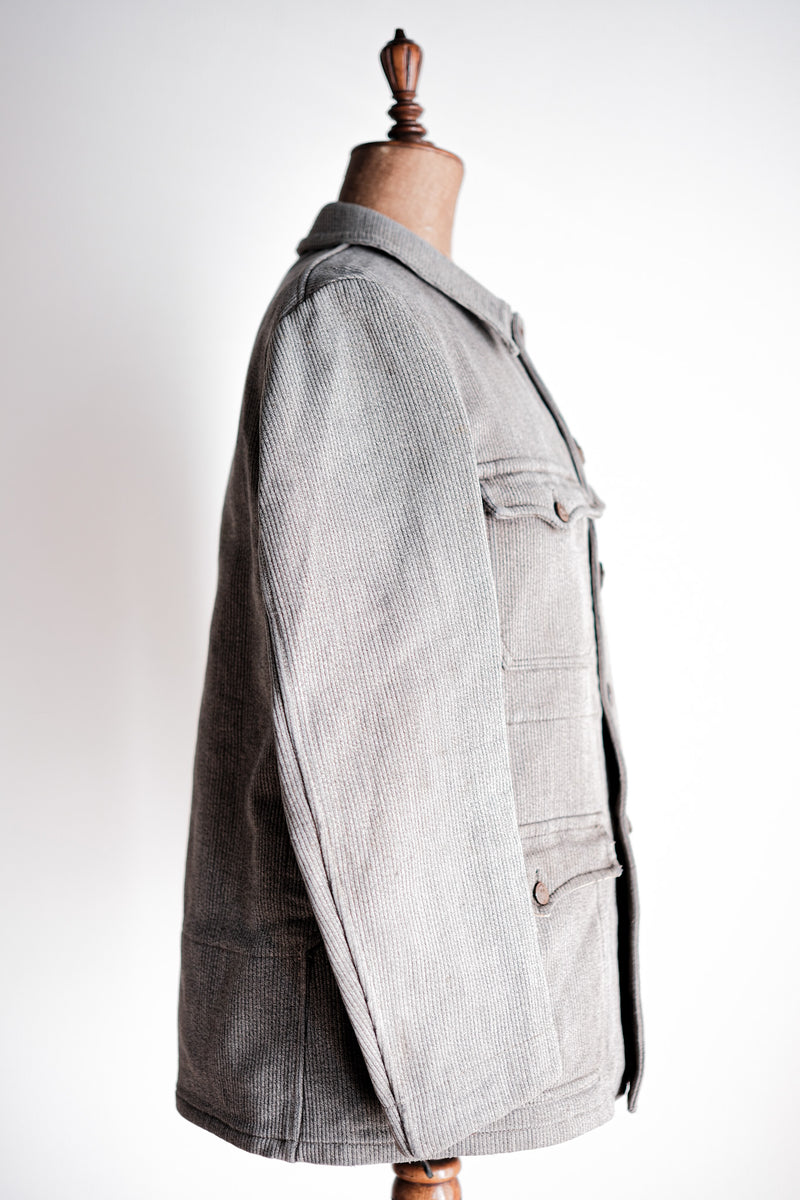 【~50's】French Vintage Gray Cotton Pique Hunting Jacket