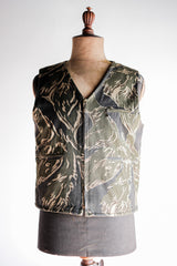 [~ 70's] American Vintage Tiger Stripe Camouflage เสื้อกั๊กย้อนกลับได้