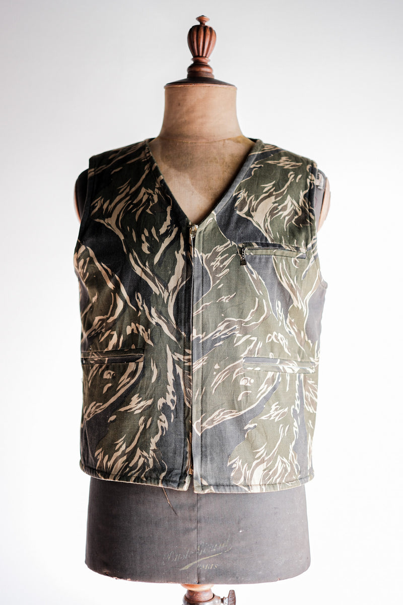 [~ 70's] American Vintage Tiger Stripe Camouflage เสื้อกั๊กย้อนกลับได้