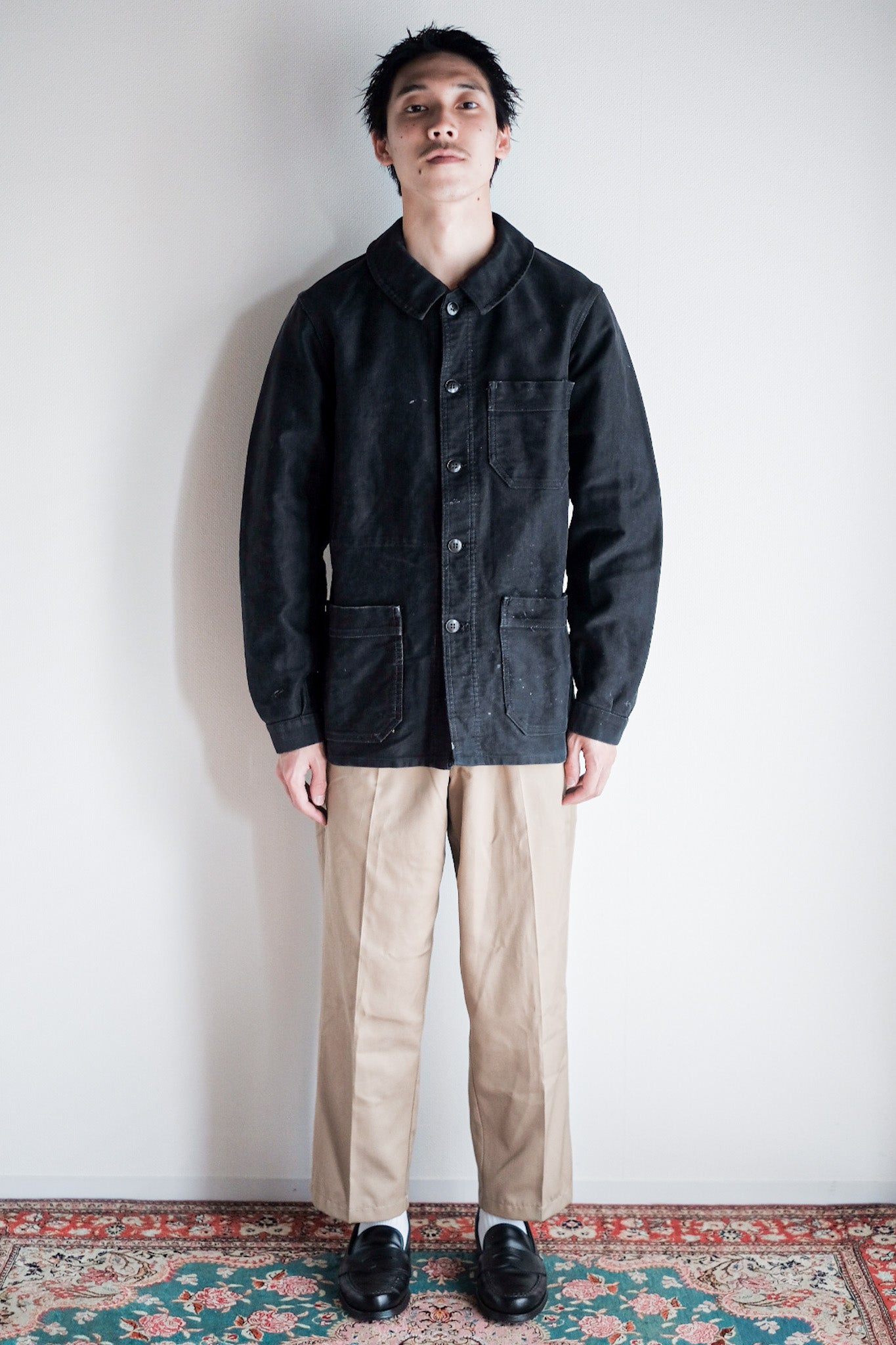 [~ 60's] French Vintage Black Moleskin Work Jacket