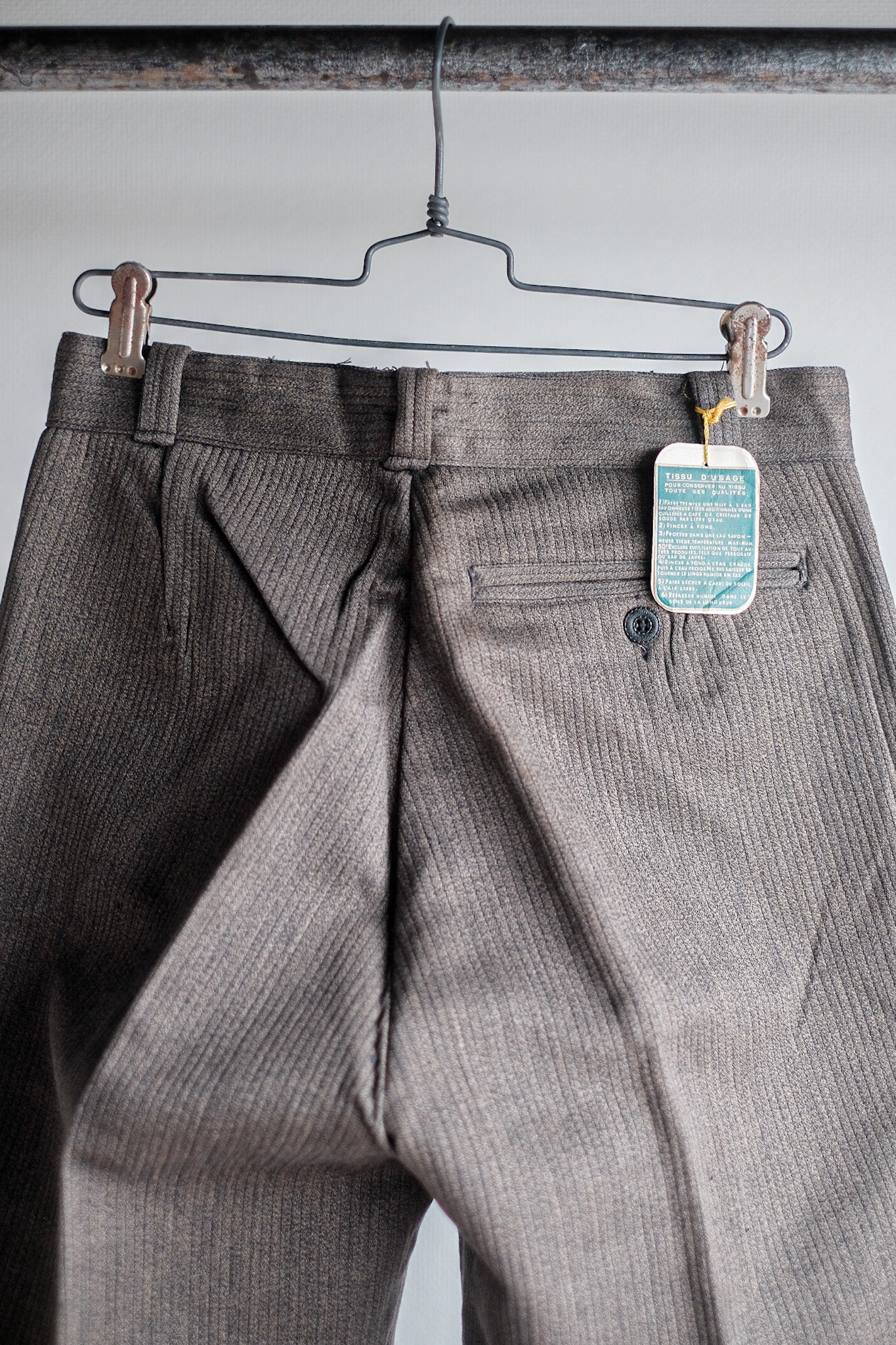 ［~40's］French Vintage Brown Salt & Pepper Cotton Pique Work Pants "Dead Stock"