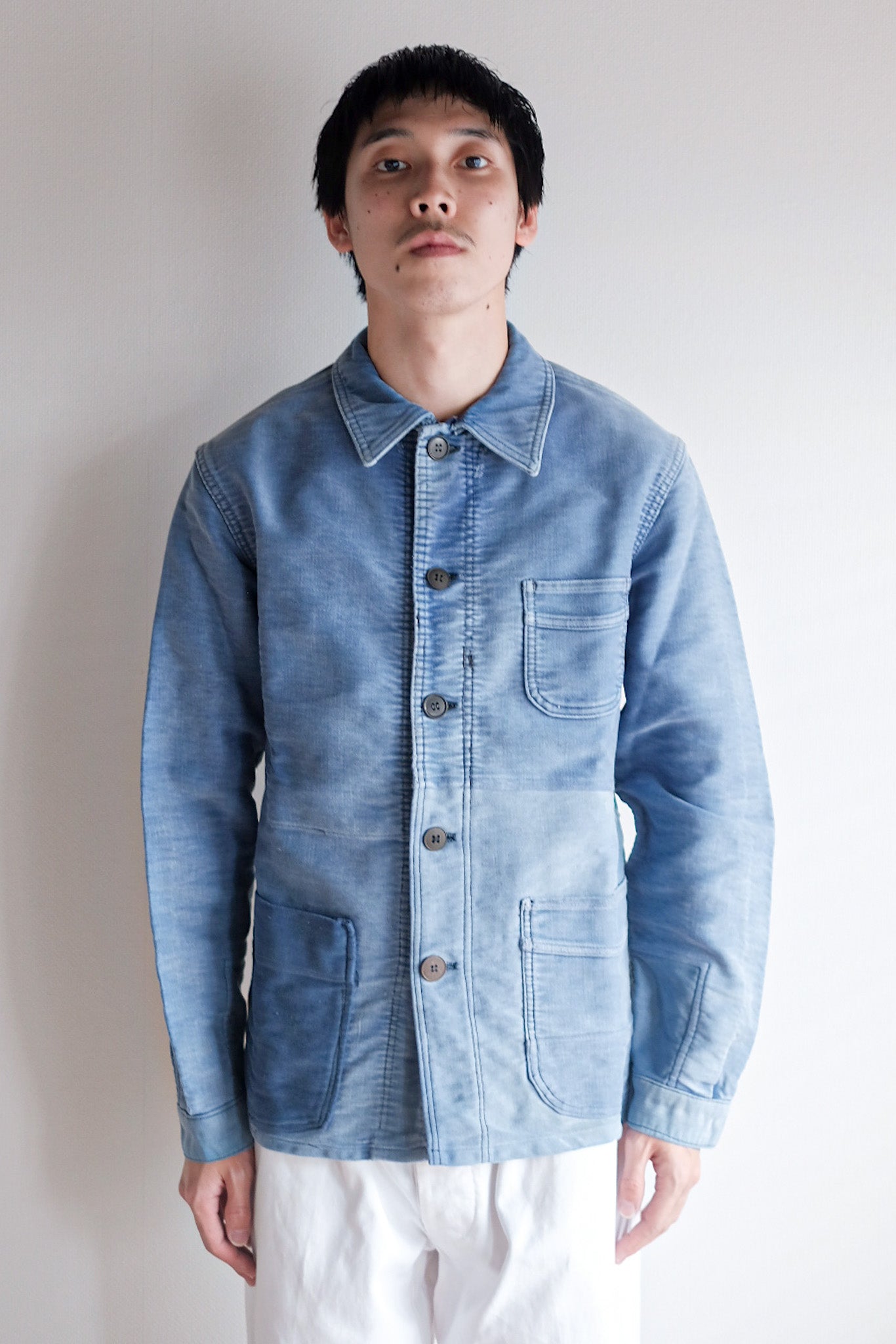 ［~50's］French Vintage Blue Moleskin Work Jacket "Le Mont St. Michel"