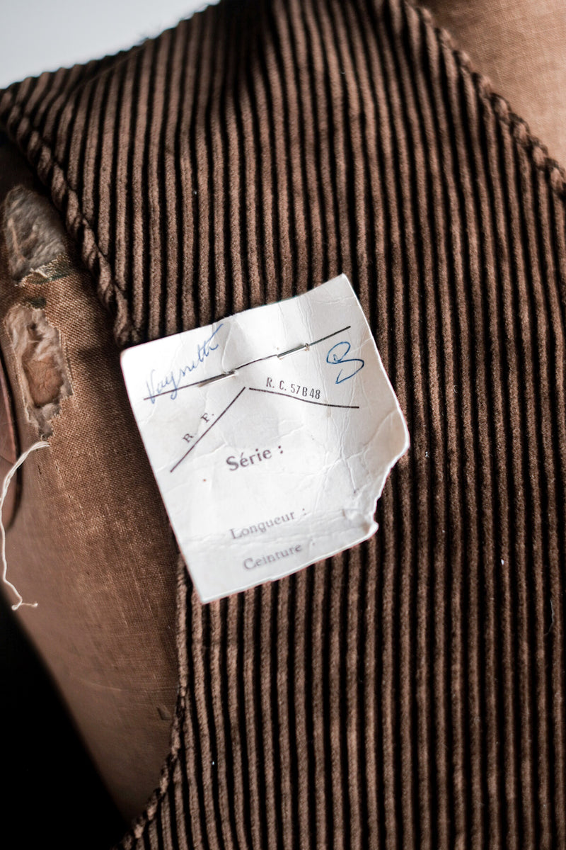 【~40's】French Vintage Brown Corduroy Work Gilet "Dead Stock"