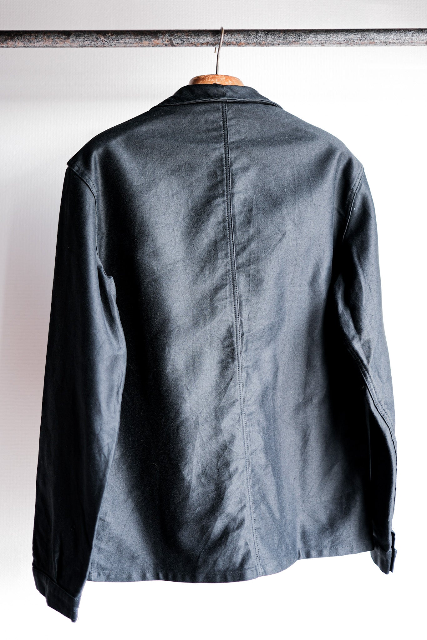 60's] French Vintage Black Moleskin Work Jacket Size.46 