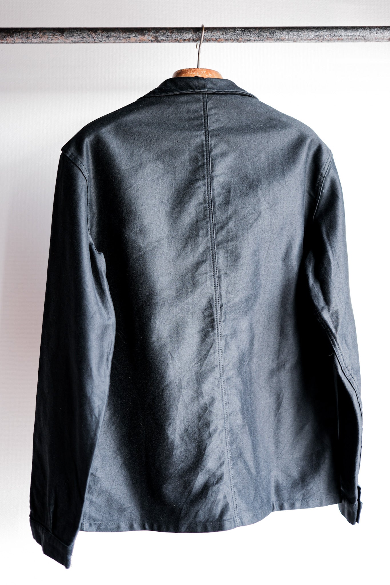 [~ 60's] French vintage noire de moleskin de travail de la veste.46 "Adolphe Lafont"