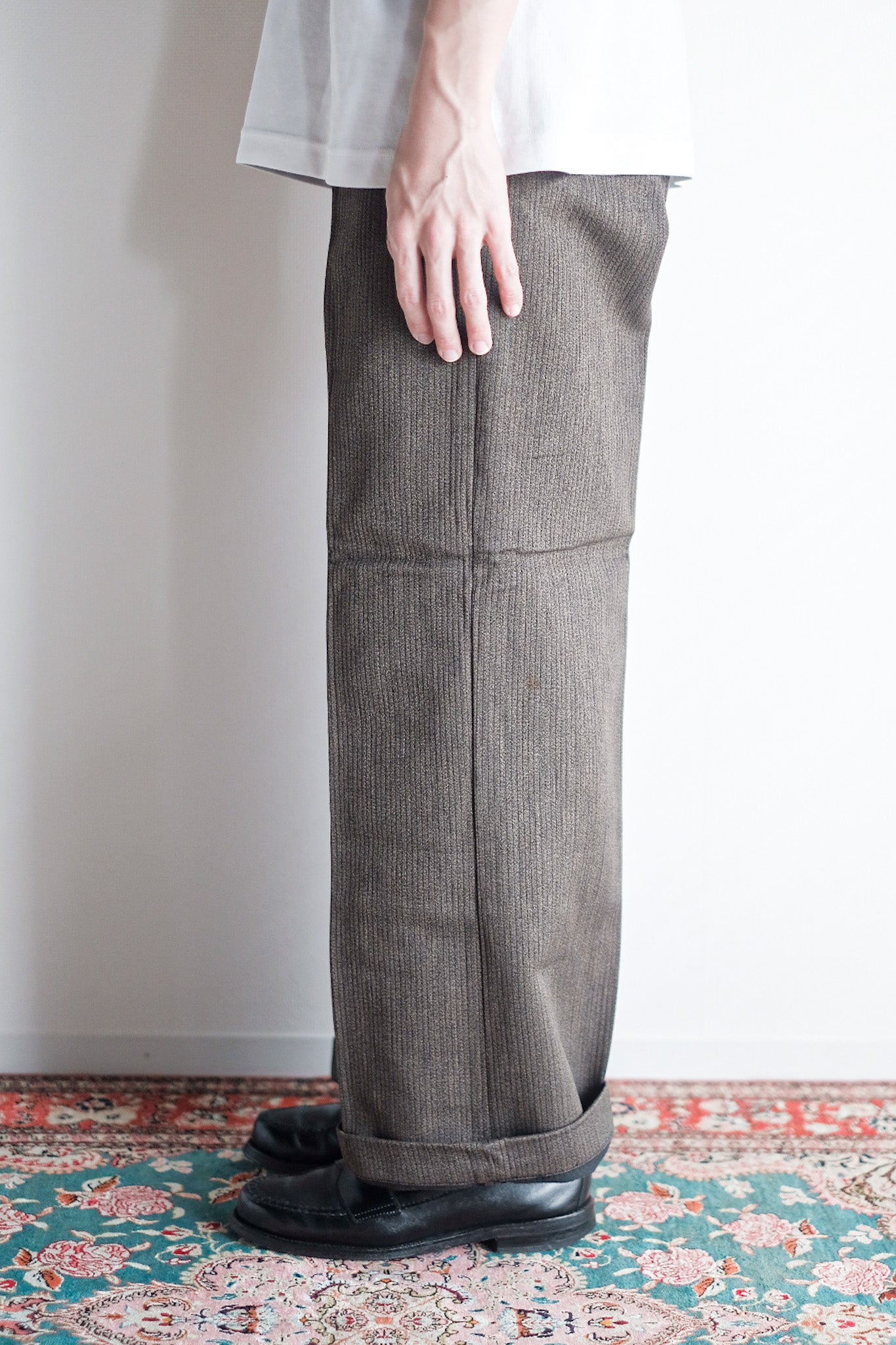 ［~40's］French Vintage Brown Salt & Pepper Cotton Pique Work Pants "Dead Stock"