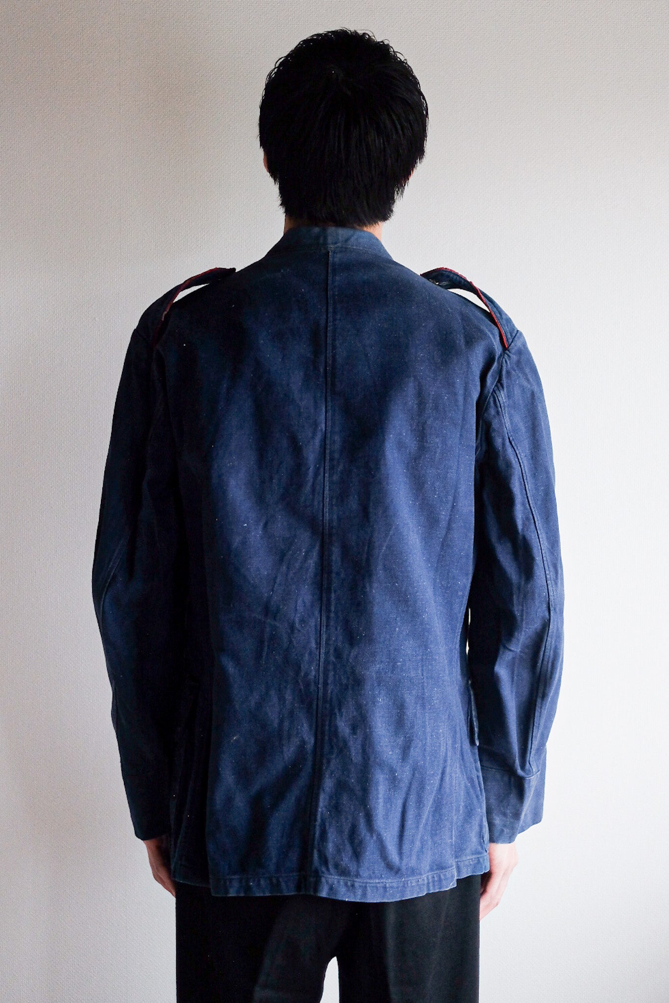 [~ 40's] French Vintage Indigo Metis Fireman Lapel Jacket