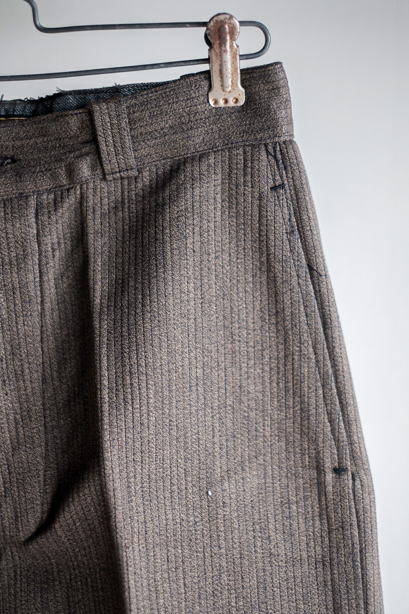 ［~40's］French Vintage Brown Salt & Pepper Cotton Pique Work Pants "Dead Stock"