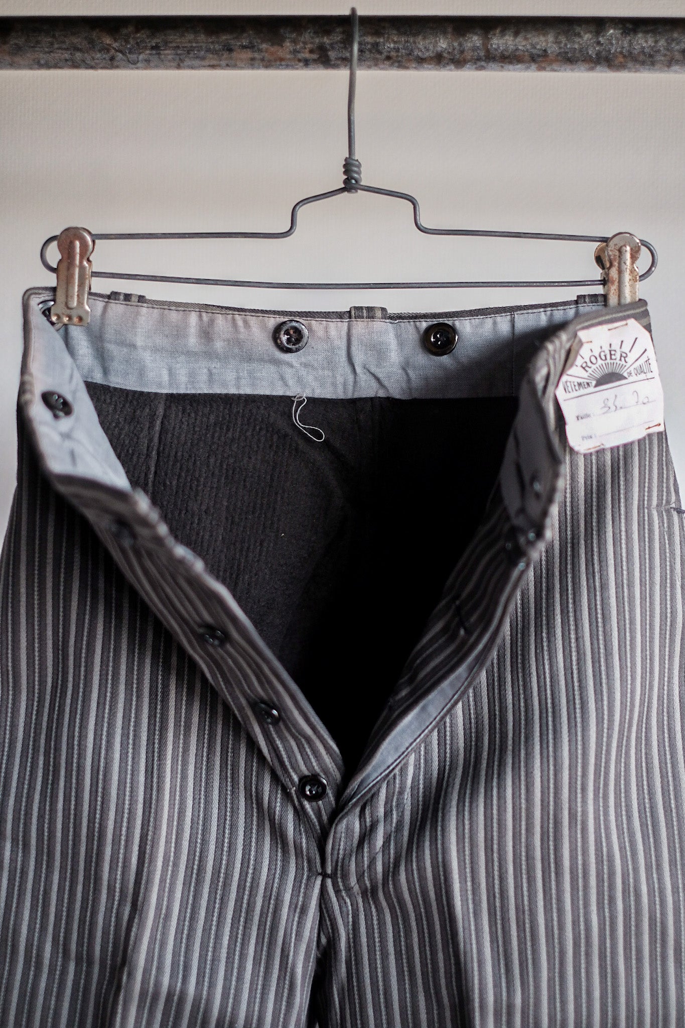 ［~40's］French Vintage Cotton Pique Striped Work Pants "Dead Stock"