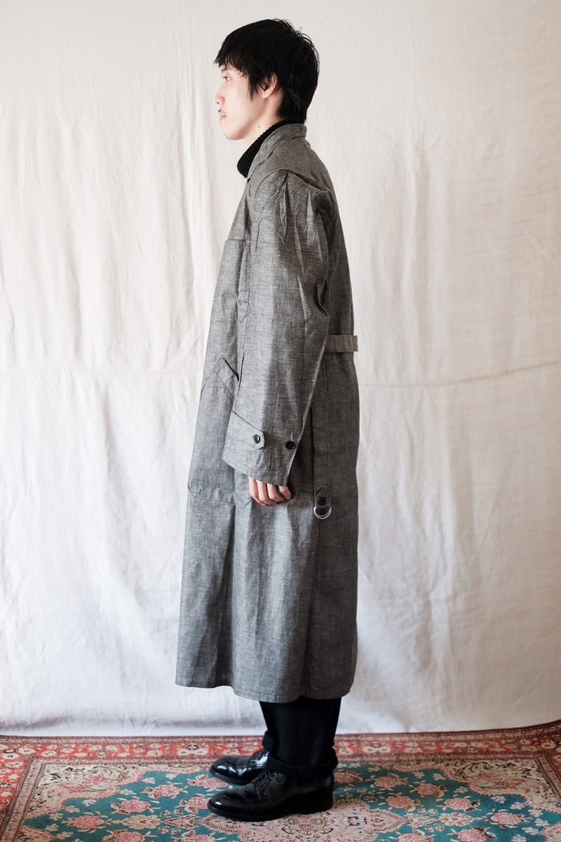 [~ 40's] ผ้าลินินวินเทจฝรั่งเศสแชมเบรย์ Atelier เสื้อโค้ท "Au Molinel" "Dead Stock"