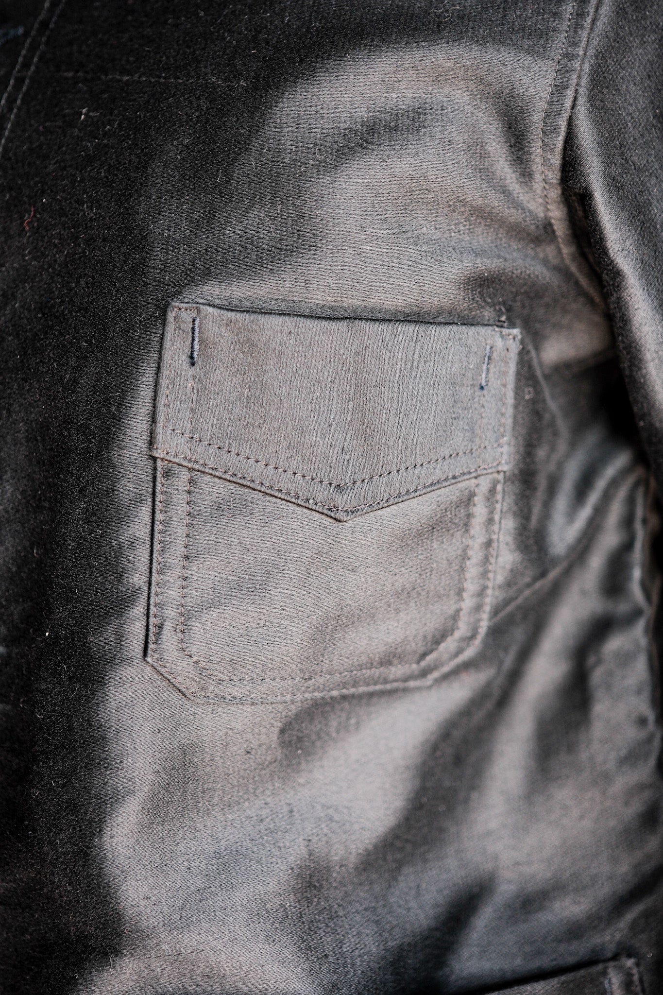 [~ 50's] Jacket de travail de moleskin noirs vintage français "Stock Dead"