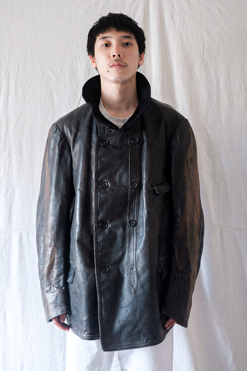 'sFrench Vintage Le Corbusier Leather Work Jacket "Adolphe