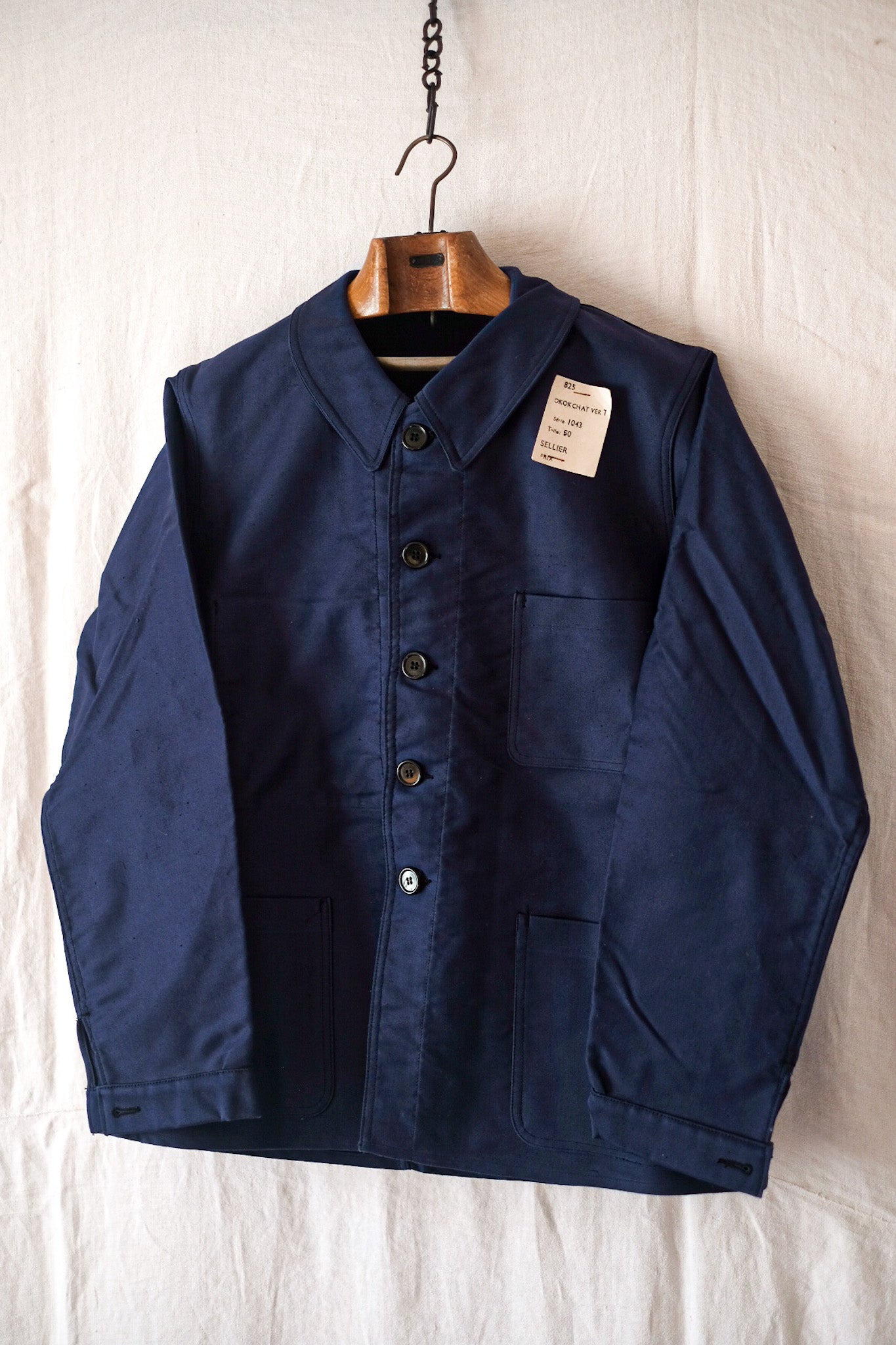 【~40's】French Vintage Blue Moleskin Work Jacket "Dead Stock"