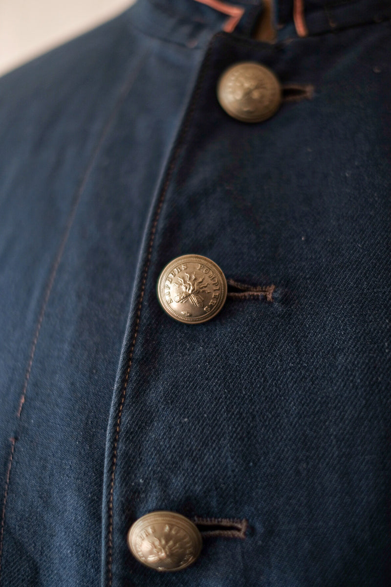 【~30's】French Vintage Indigo Cotton Twill Fireman Jacket