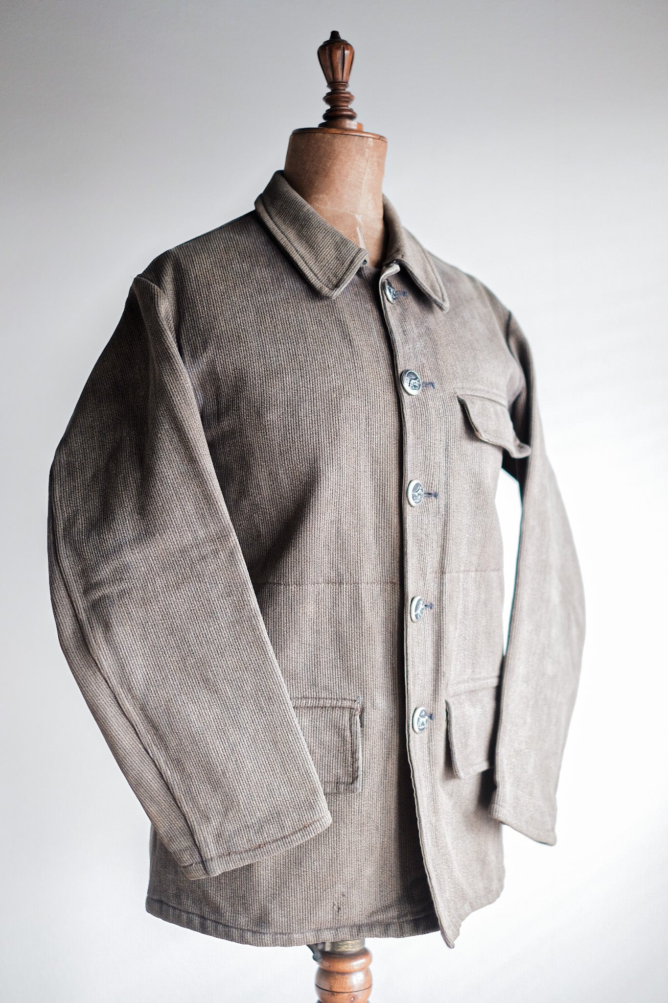 ［~60's］French Vintage Brown Salt & Pepper Cotton Pique Hunting Jacket