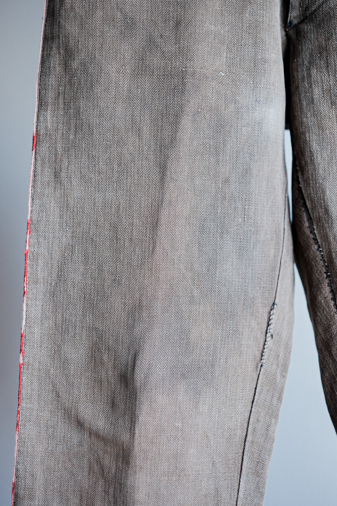 [ปลายปีที่ 19 C] กางเกงนักดับเพลิงผ้าปูที่นอนสีน้ำตาล HBT โบราณของฝรั่งเศส