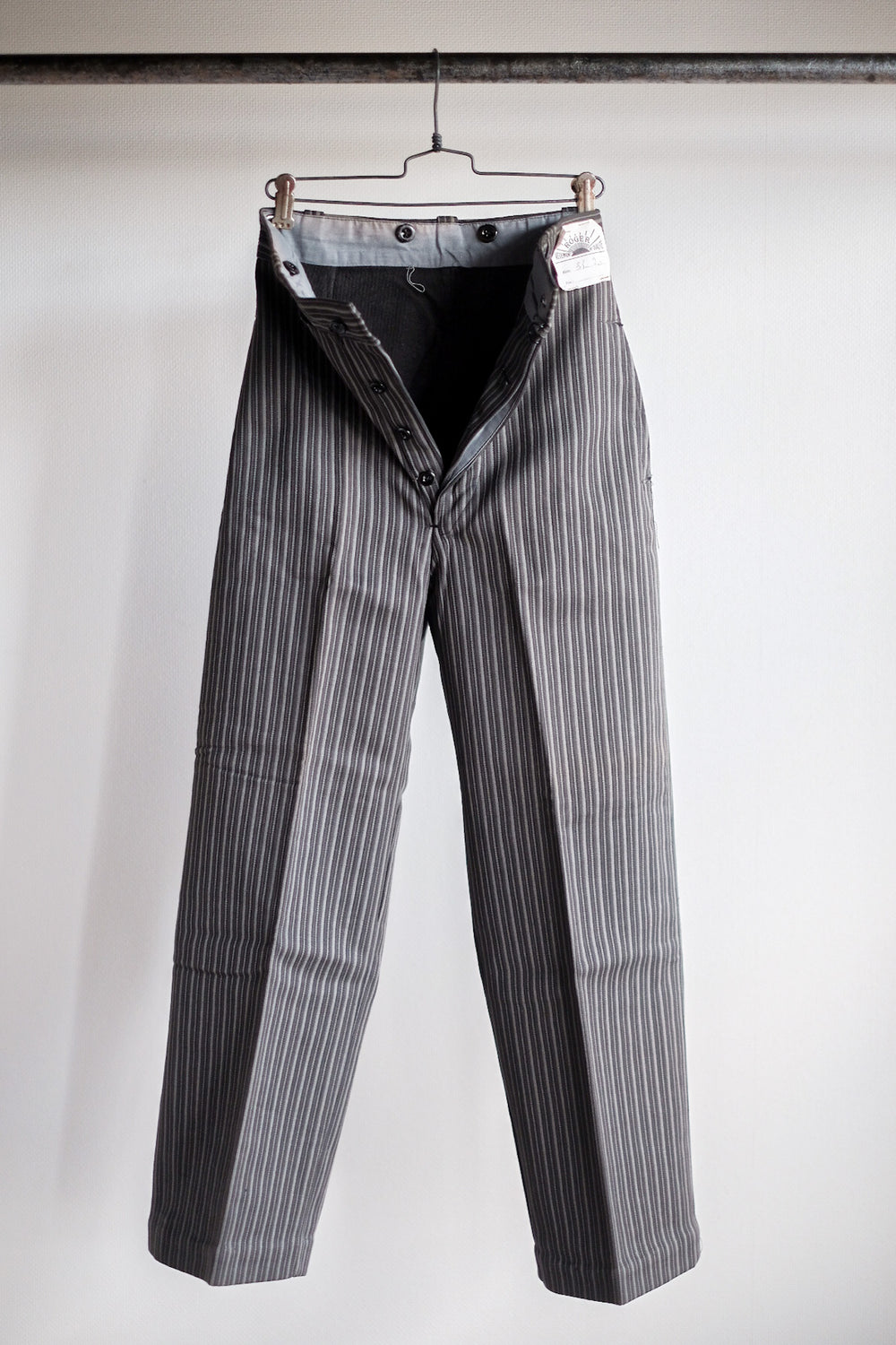 【~40's】French Vintage Cotton Pique Striped Work Pants "Dead Stock"