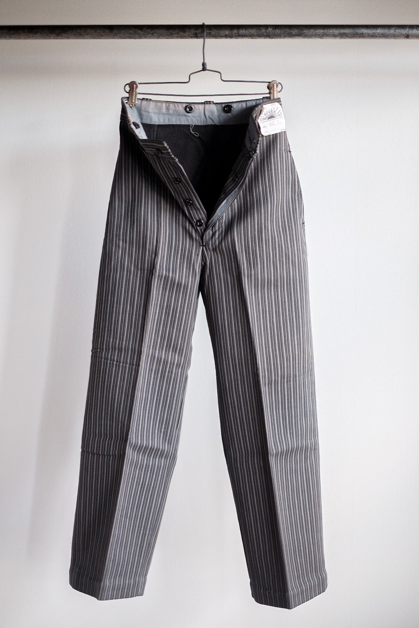 ［~40's］French Vintage Cotton Pique Striped Work Pants "Dead Stock"