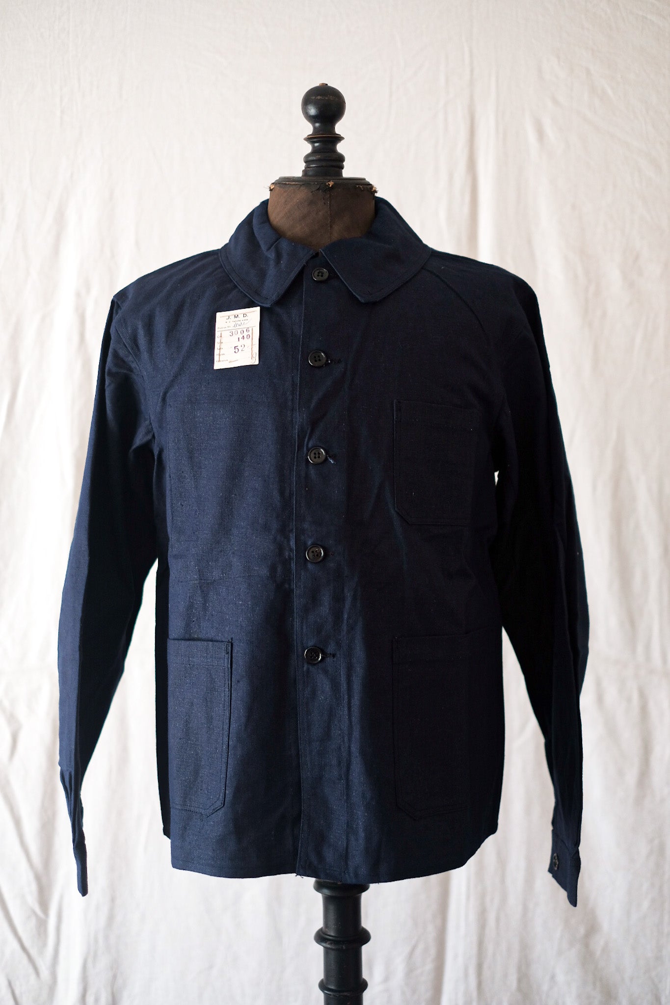 [〜50年代]法國復古靛藍亞麻布工作夾克“死庫存”