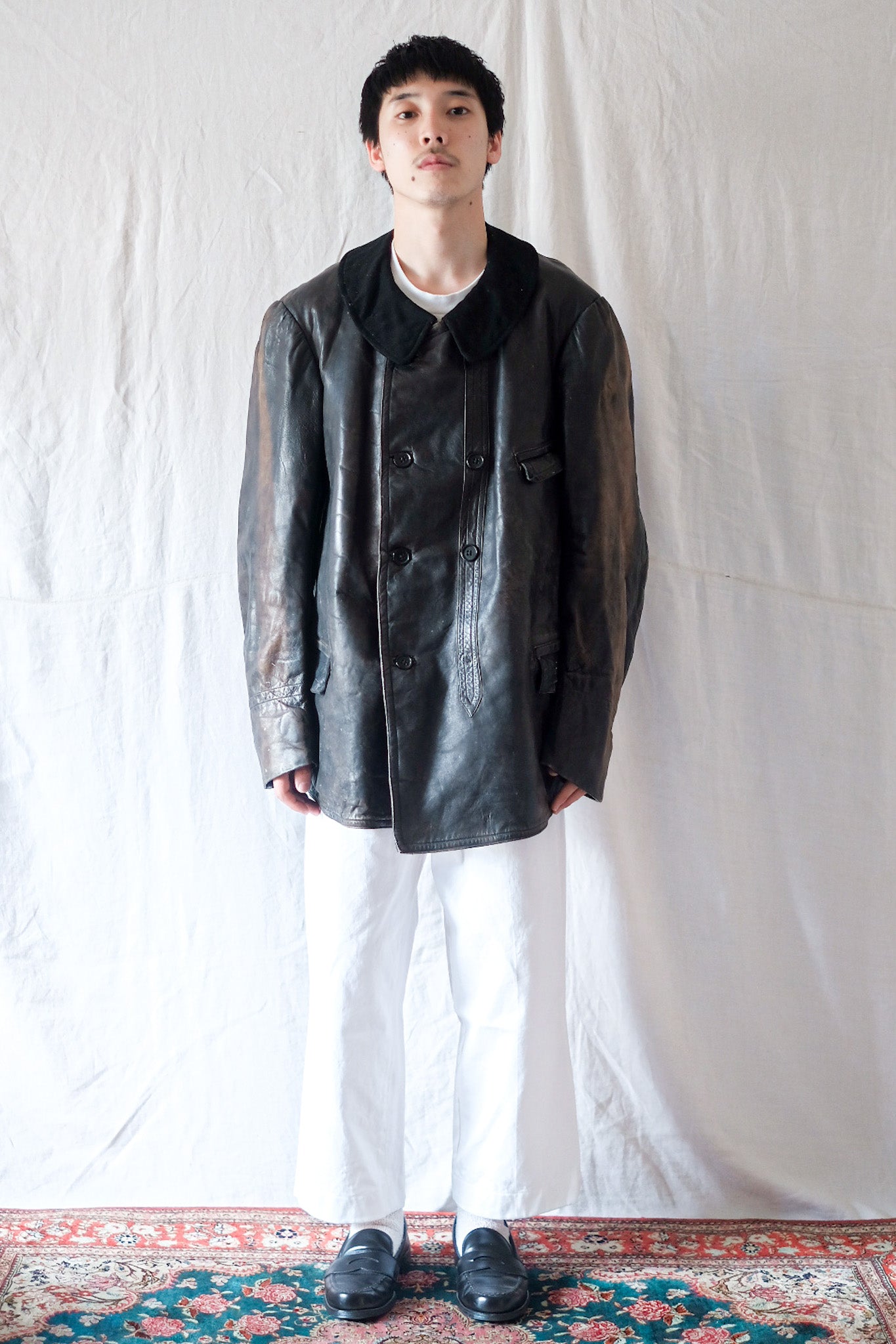 20's】French Vintage Le Corbusier Leather Work Jacket 