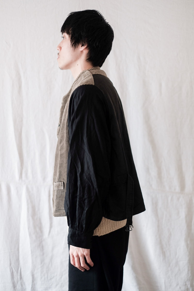 [~ 30's] แจ็คเก็ตผ้าลูกฟูกสีน้ำตาลสีน้ำตาลวินเทจสีเทา