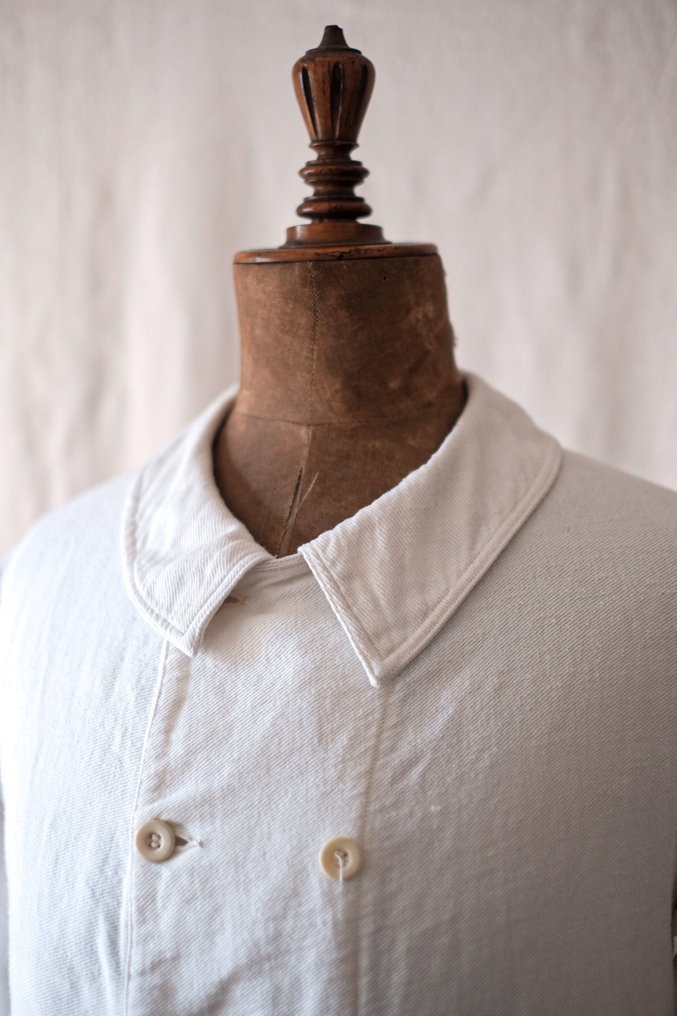 [~ 30's] Veste en lin en coton blanc vintage à double seins vintage