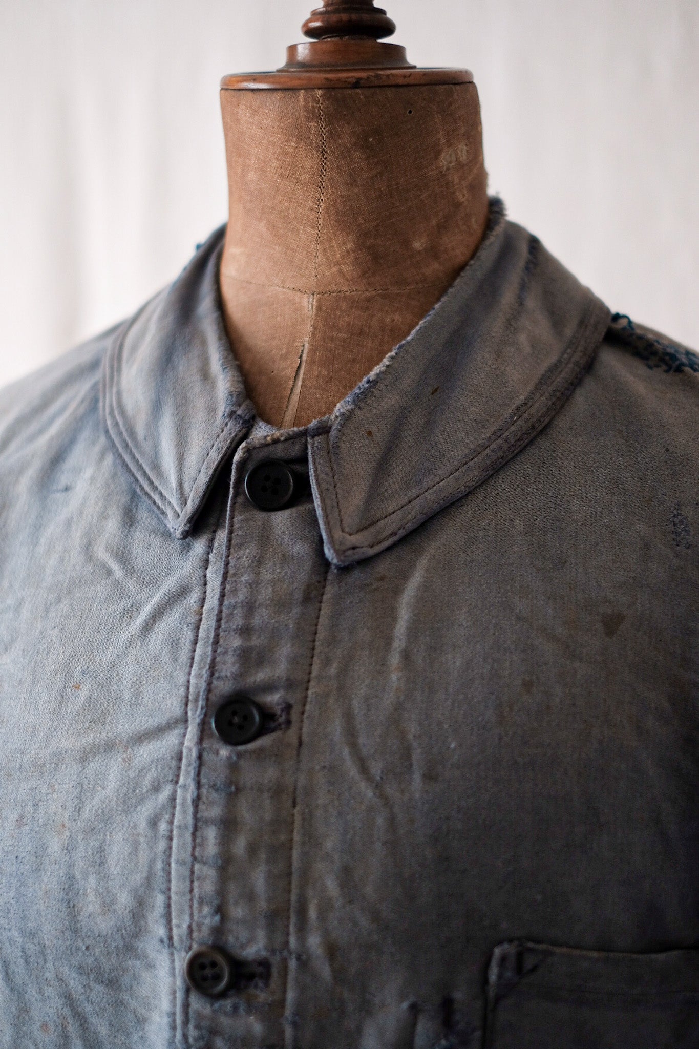 30's】French Vintage Blue Moleskin Work Jacket 