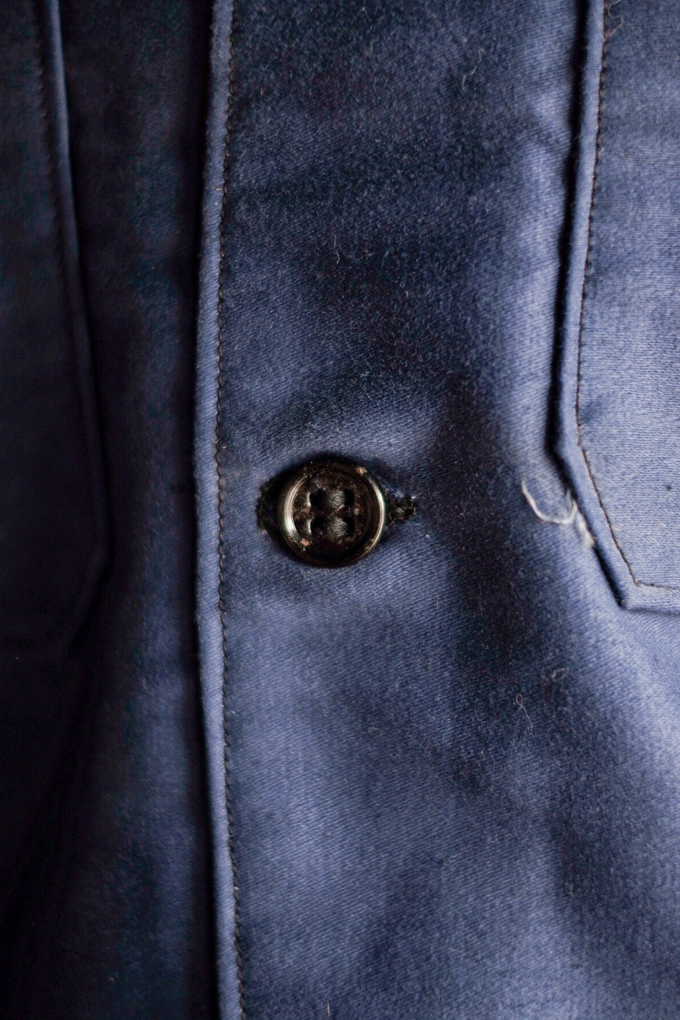 40's] French Vintage Blue Moleskin Cyclist Jacket 