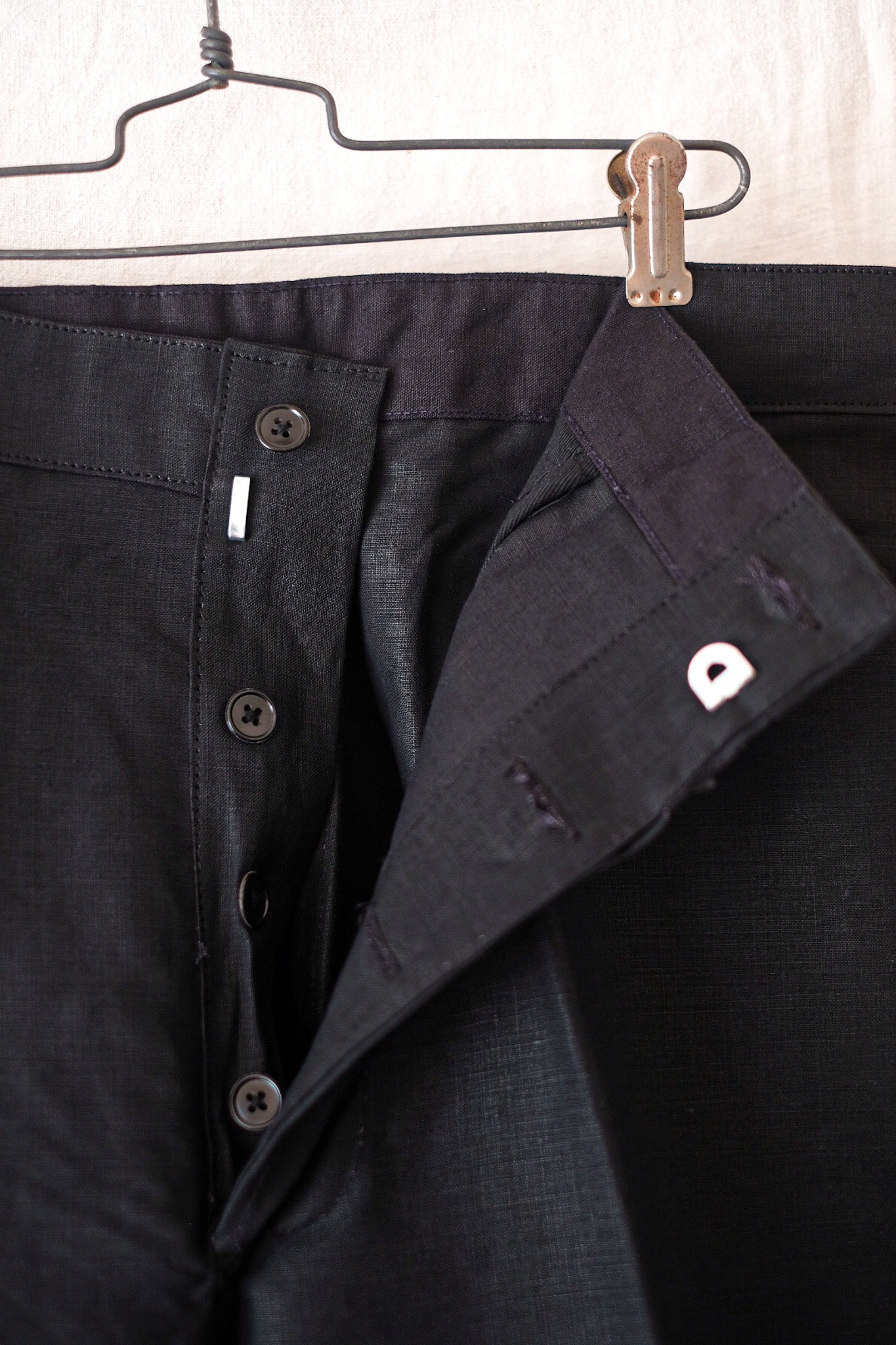 [~ 50's] French Vintage Black Linen Work Pants "Dead Stock"