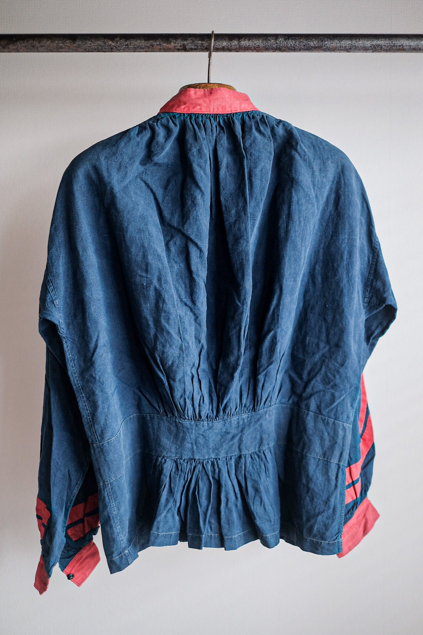 ［Late 19th C］French Antique Indigo Linen Fireman Bourgeron Jacket