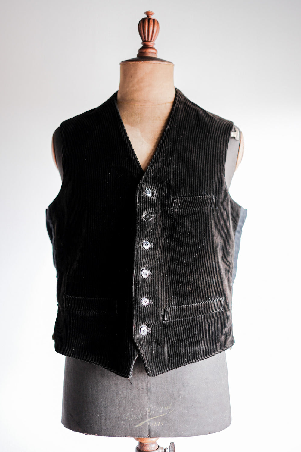 ［~40's］French Vintage Dark Brown Corduroy Work Gilet