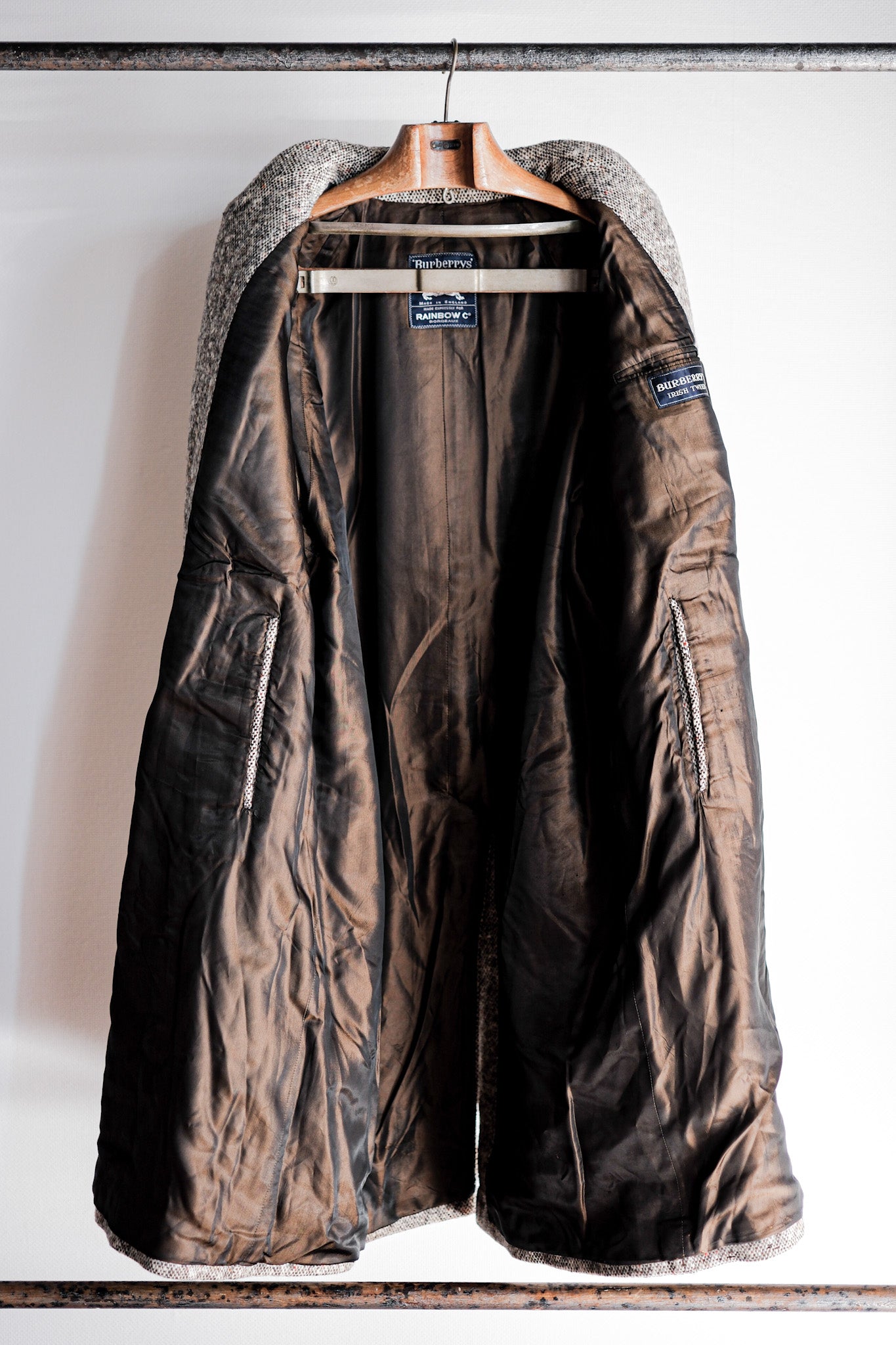 ［~70's］Vintage Burberry's Single Raglan Balmacaan Coat Size.38R "IRISH TWEED" "RAINBOW C 別注"
