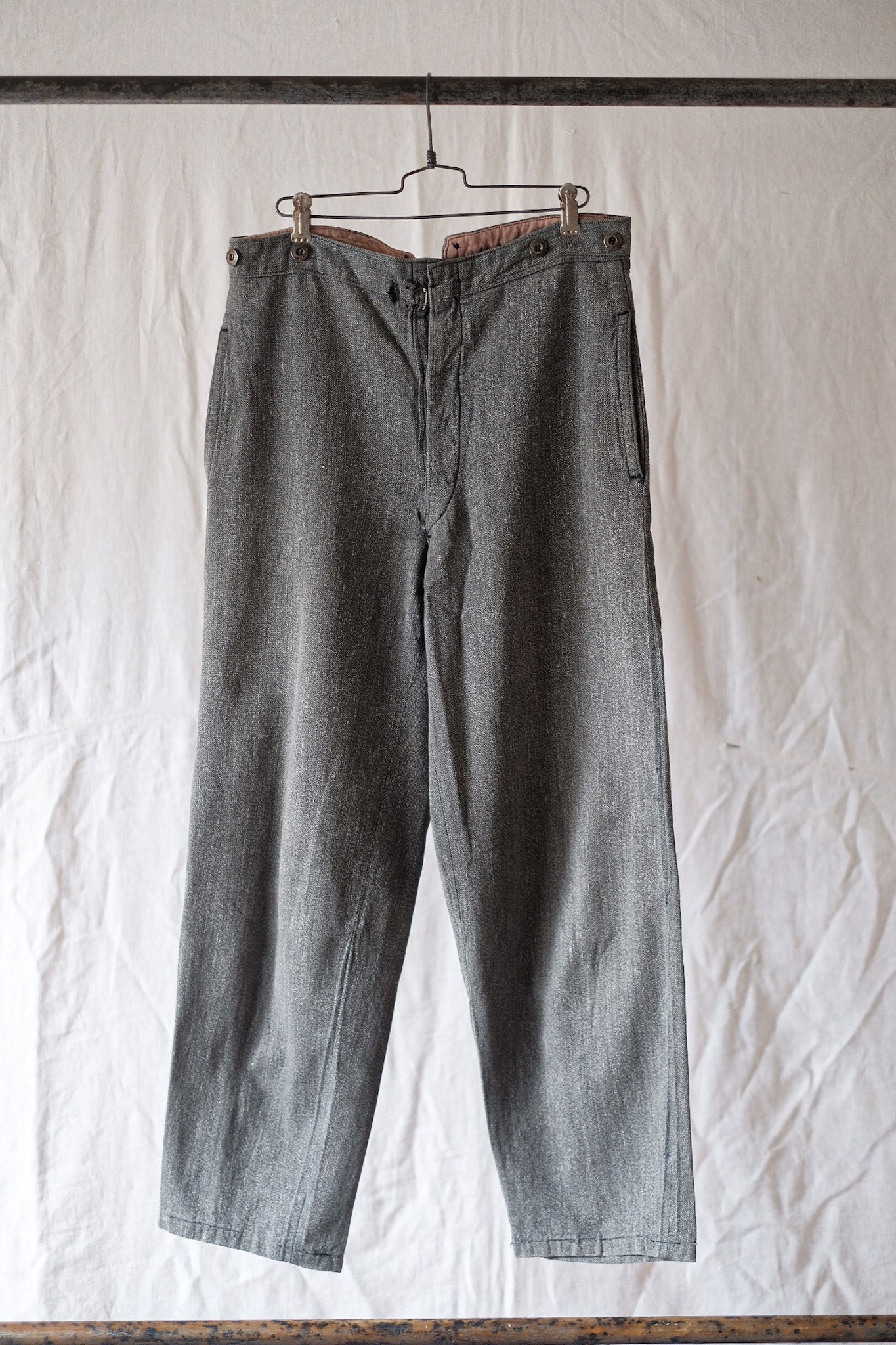 [〜30年代]法國復古黑色昌布雷工作褲