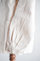 【~40’s】French Vintage White Cotton HBT Work Jacket “Dead Stock”
