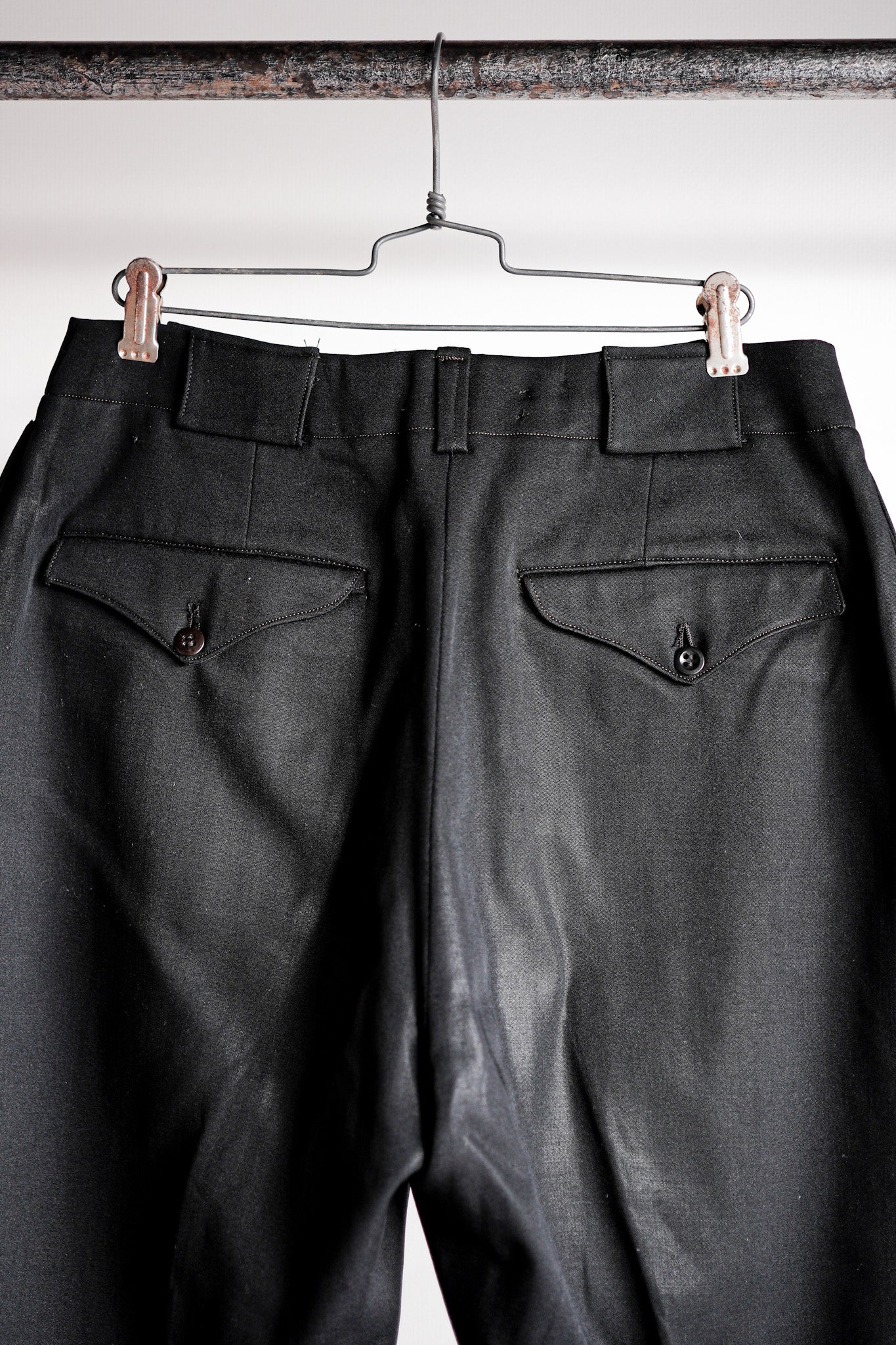 [~ 40's] French Vintage Black Wool Trousers