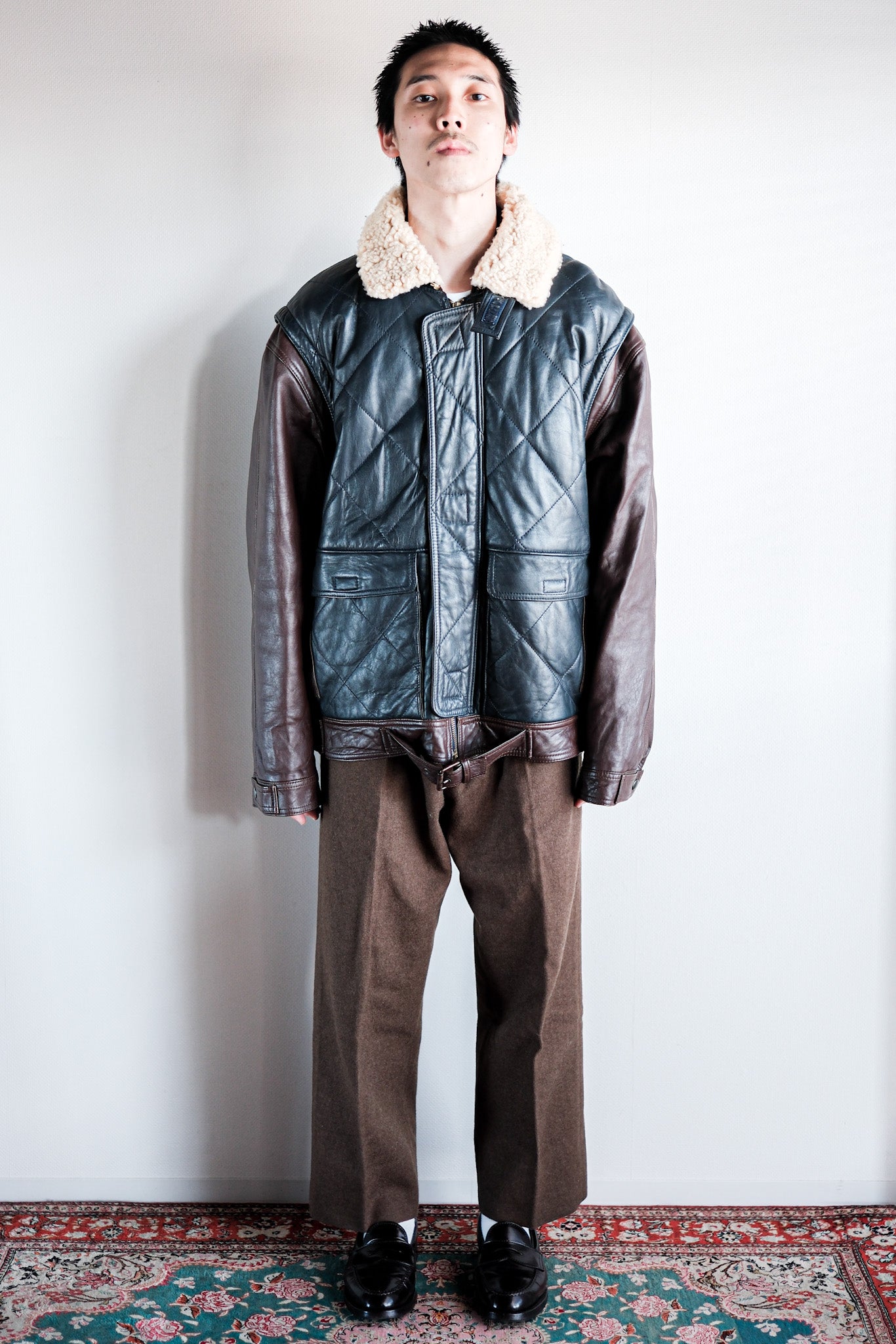 [~ 70's] Old Marcel Lassance Leather Bomber Jacket Size.52