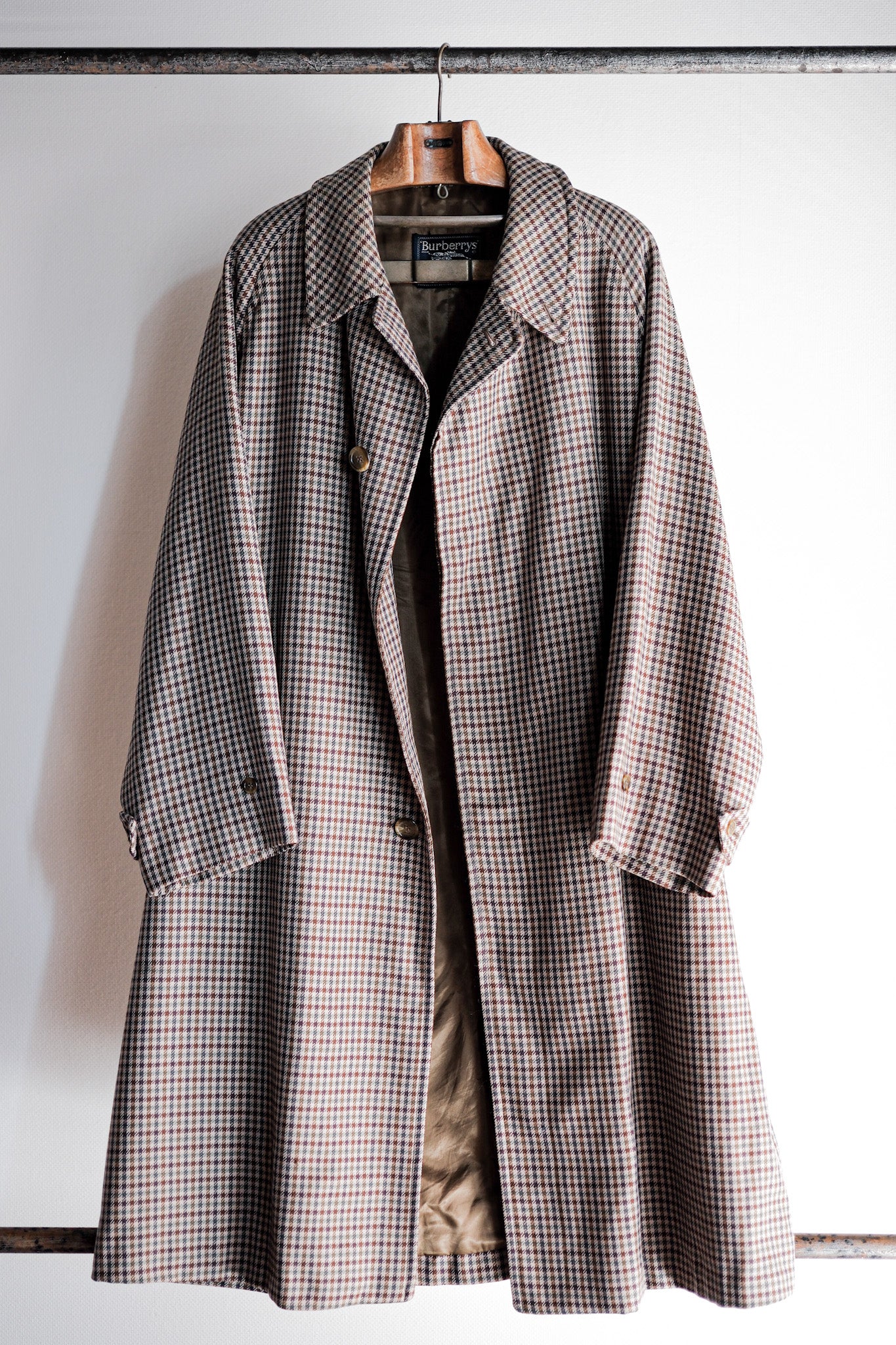 [〜80年代]復古Burberry的單一raglan羊毛balmacaan外套。56Reg