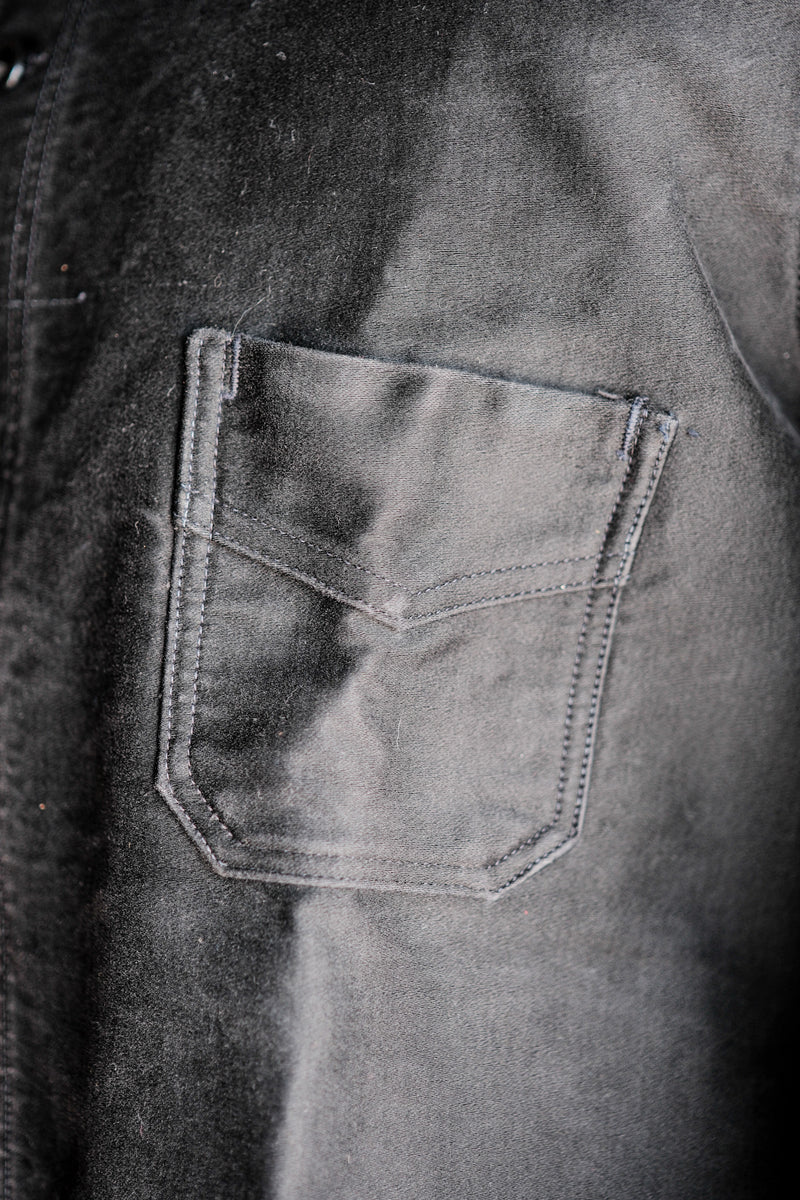 【~40's】French Vintage Black Moleskin Work Jacket "Le Mont St. Michel"