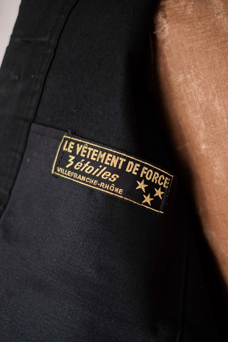 【~50's】French Vintage Black Moleskin Work Jacket "Dead Stock"