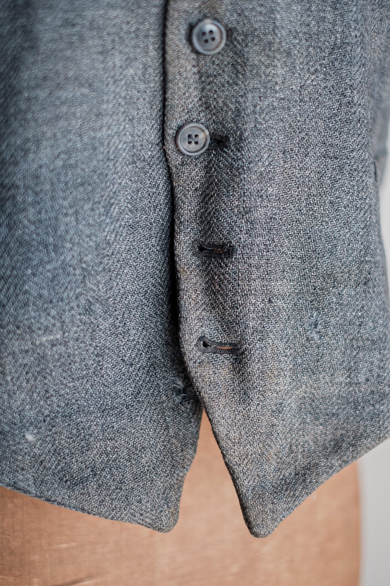 ［~40's］French Vintage Gray Wool Work Gilet