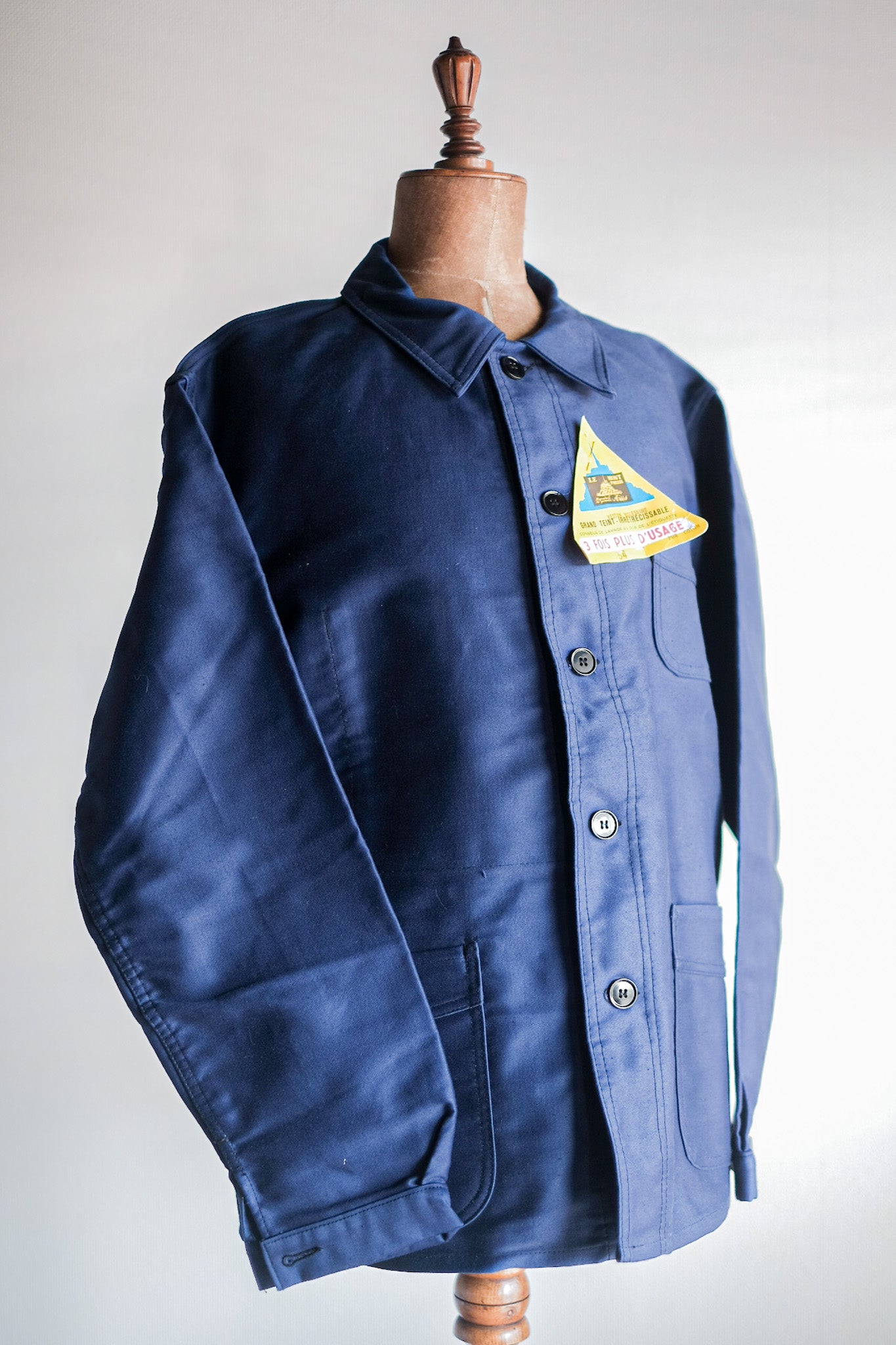 ［~50's］French Vintage Blue Moleskin Work Jacket "Le Mont St. Michel" "Dead Stock"