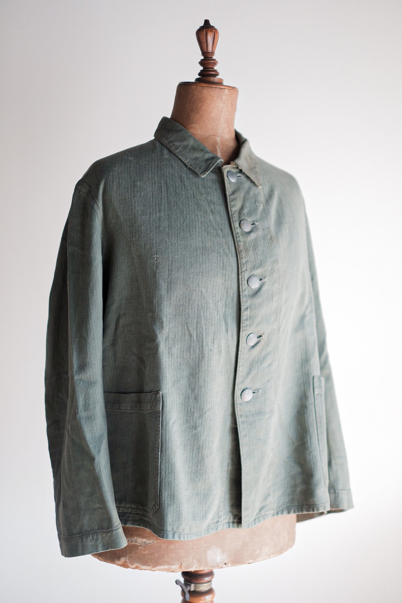 ［~30's］WW2 German Army Drillich Green HBT Linen Jacket