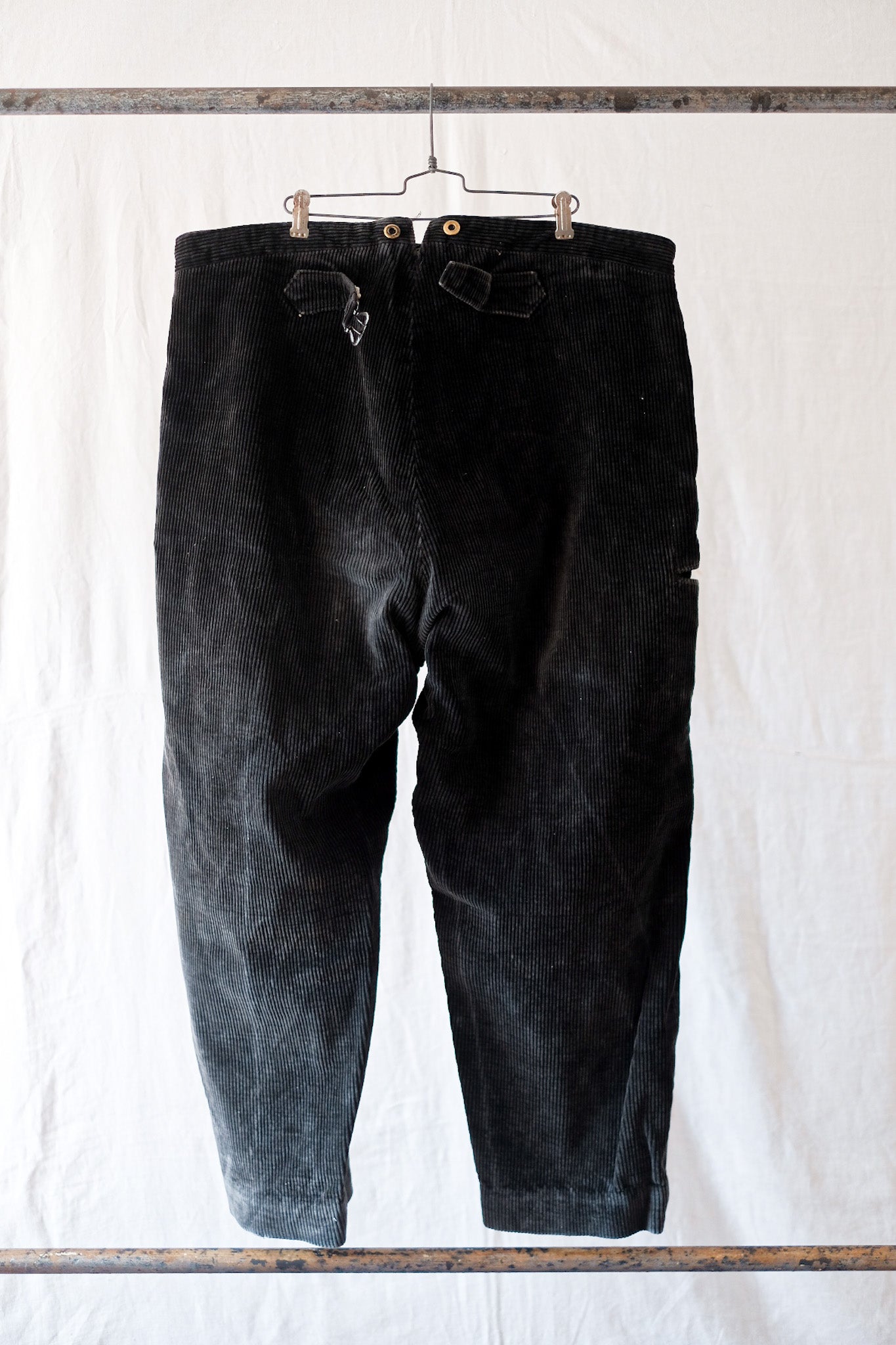 [~ 30's] Pantalon de travail en velours noir vintage français "Adolphe Lafont"