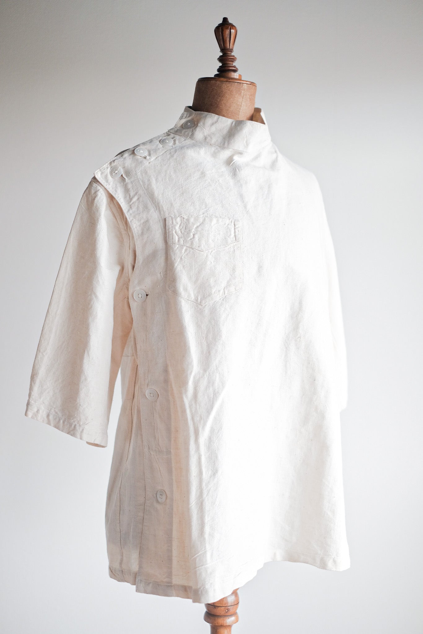 ［~50's］French Army Linen Jacket Hospital Military "Dead Stock"