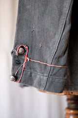 【~10's】French Vintage Black Linen HBT Fireman Jacket
