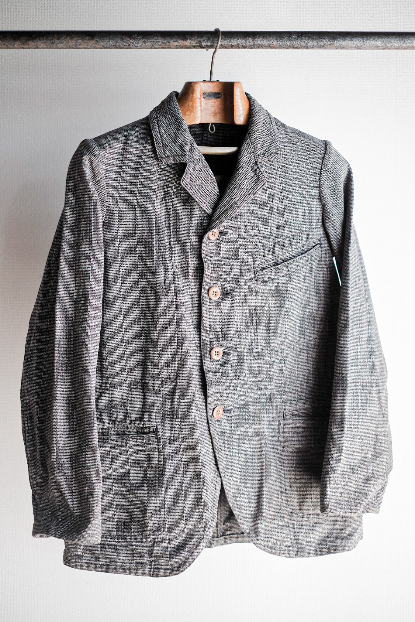 【~30's】French Vintage Cotton Checked Sack Jacket