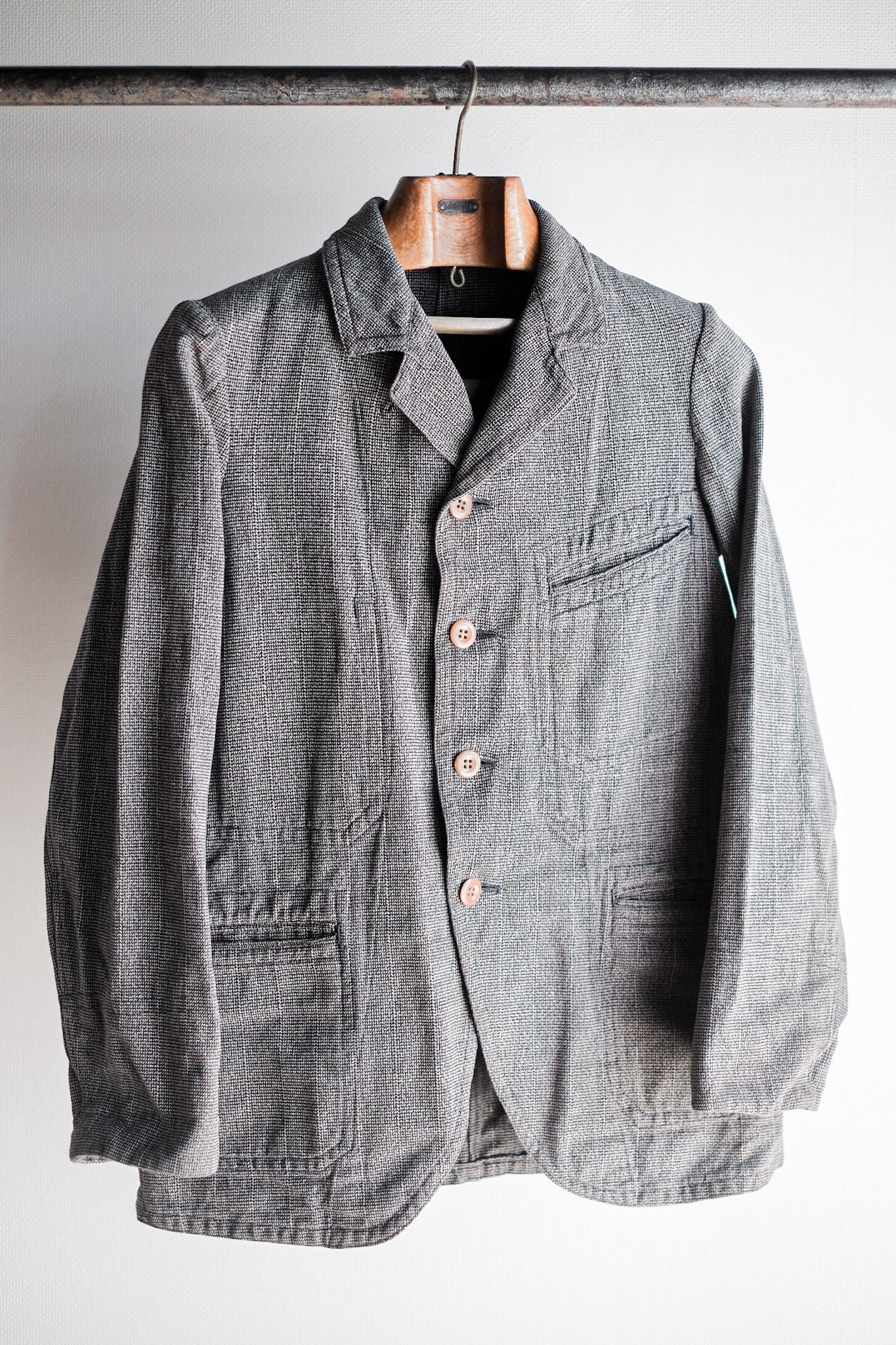 ［~30's］French Vintage Cotton Checked Sack Jacket